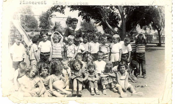 Martha as teacher of Jessie's kindergarten class, 1954 (ss)